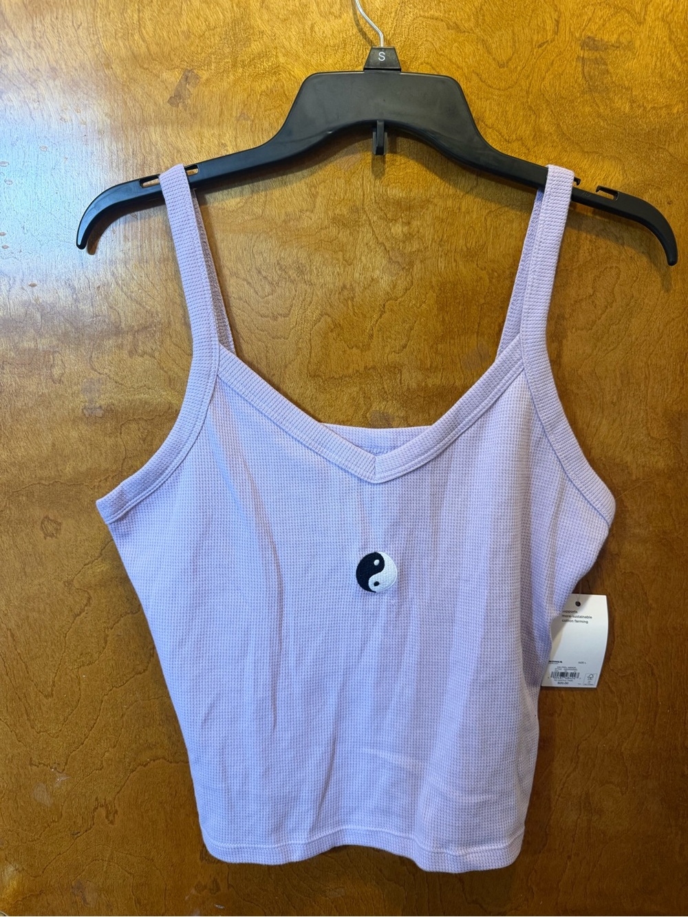 SO Purple Waffle Knit V-Neck Camisole Tank Top Embroidered Women’s L